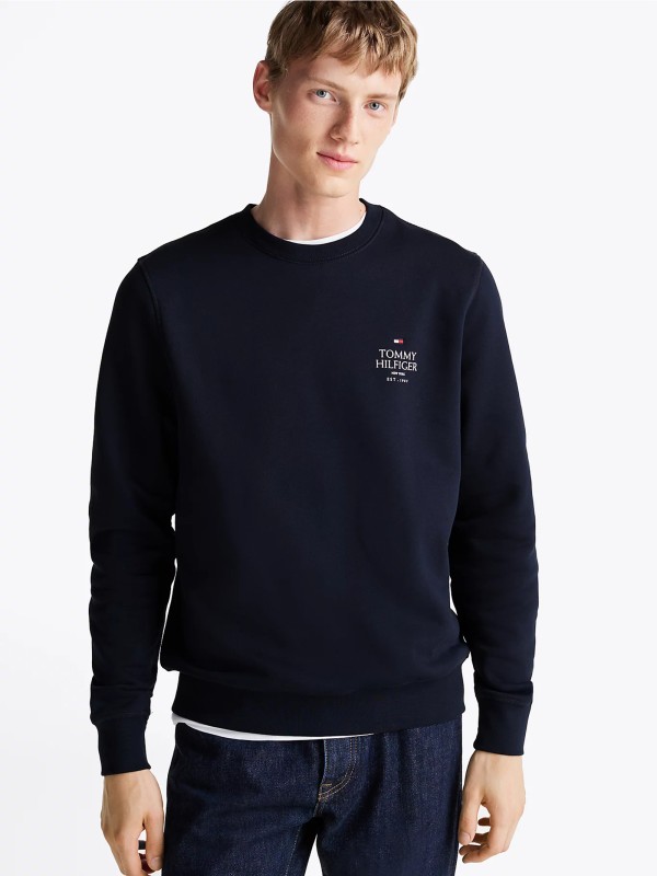 Felpa girocollo blu navy con logo