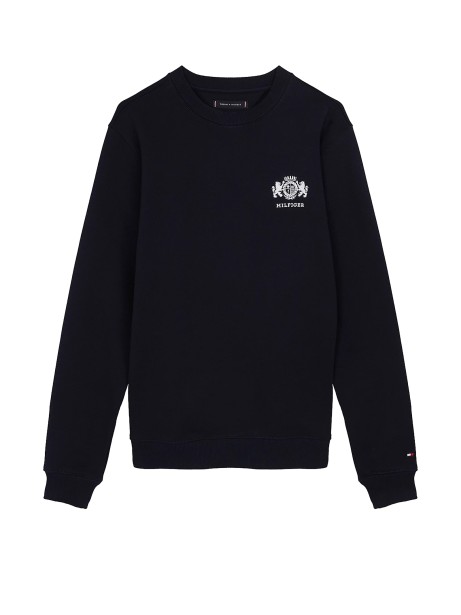 Felpa girocollo blu navy con logo ricamato