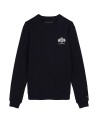 Felpa girocollo blu navy con logo ricamato