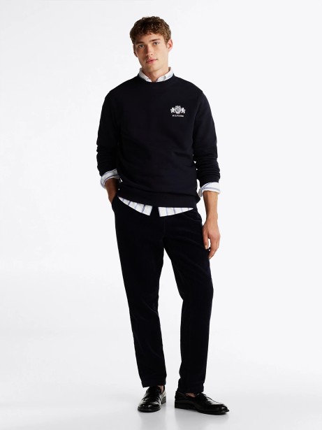 Crewneck Sweatshirt Navy Blue with Embroidered Logo