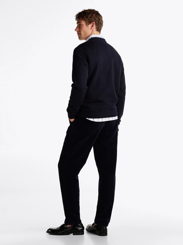 Crewneck Sweatshirt Navy Blue with Embroidered Logo