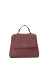 Sveva S black cherry leather bag with shoulder strap