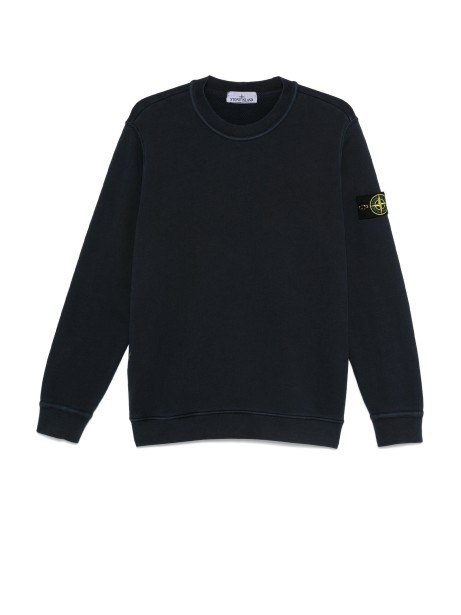 Navy Blue Crewneck Sweatshirt with Logo Patch