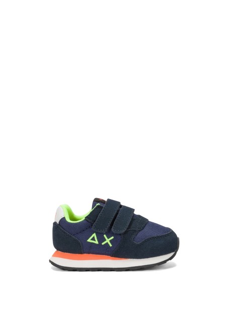 Blue kids sneakers with strap