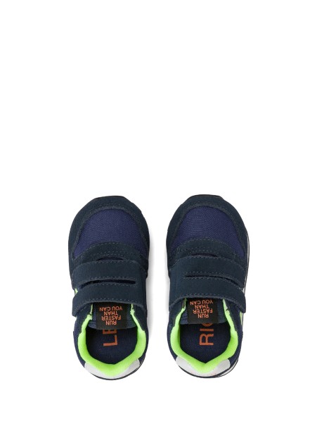 Blue kids sneakers with strap