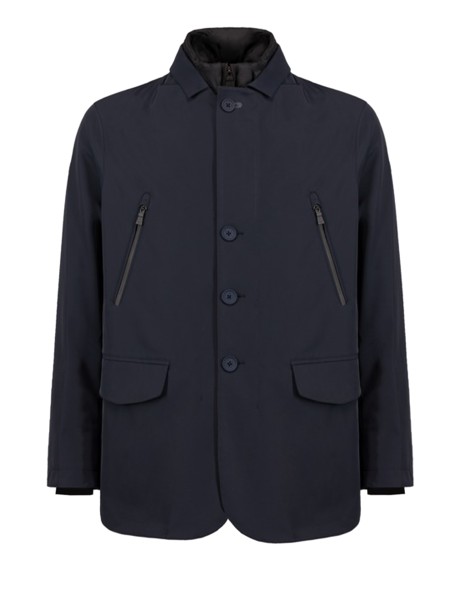 Men's Navy Blue Button Down Collar Jacket