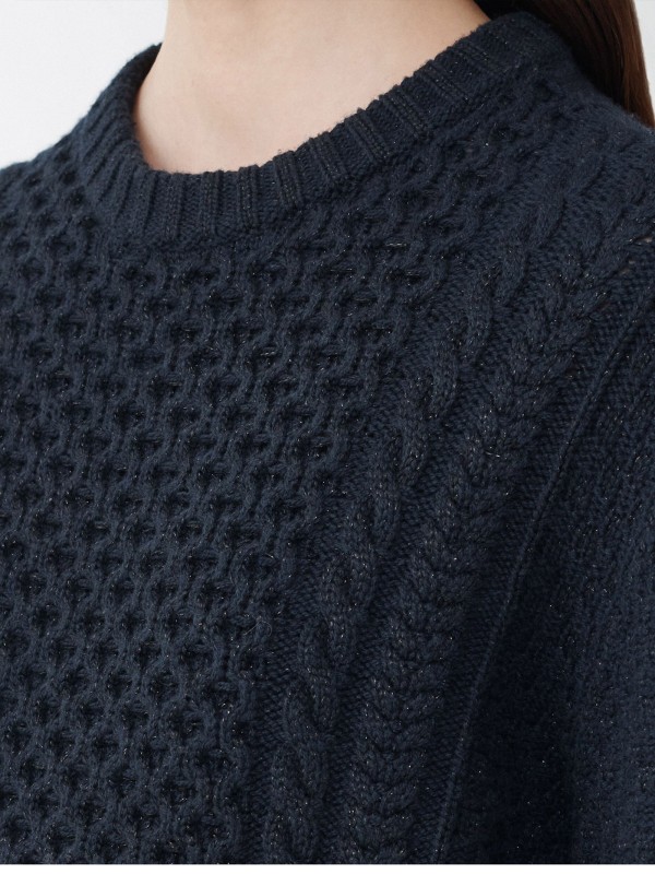 Maglia girocollo blu lurex