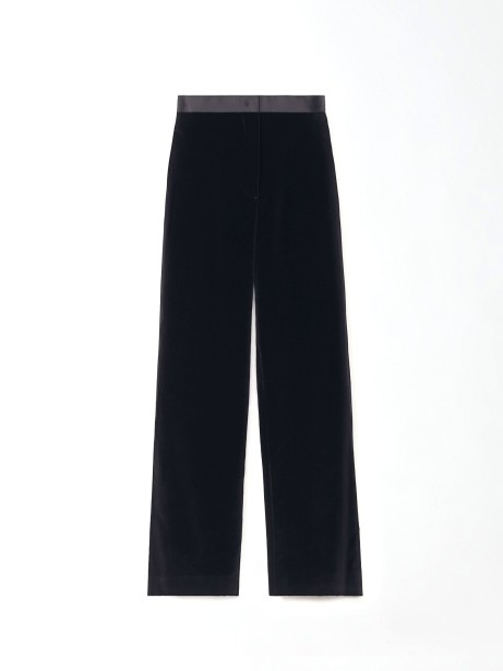 High-waisted black trousers