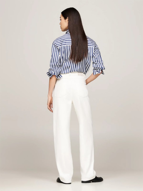 Jeans relaxed fit dritti a vita alta bianchi