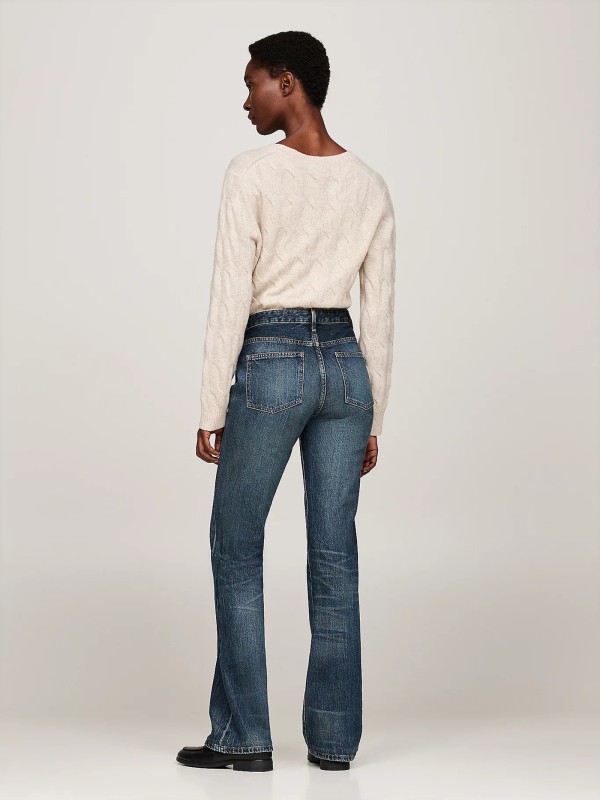 Jeans a campana a vita media sbiaditi