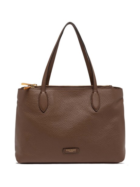 Shopping bag Mara in pelle, chiusura con doppia zip