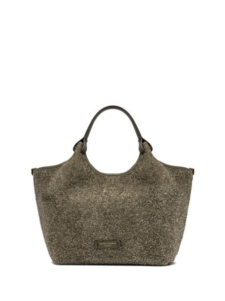 DUA double handle bag in suede leather