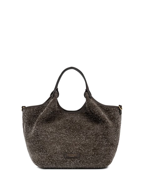 DUA double handle bag in suede leather