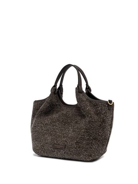 DUA double handle bag in suede leather 2