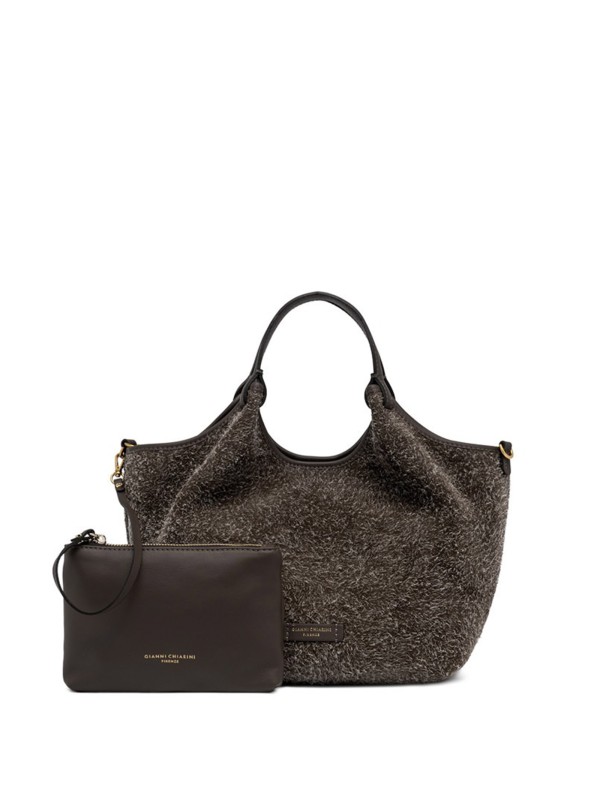 DUA double handle bag in suede leather