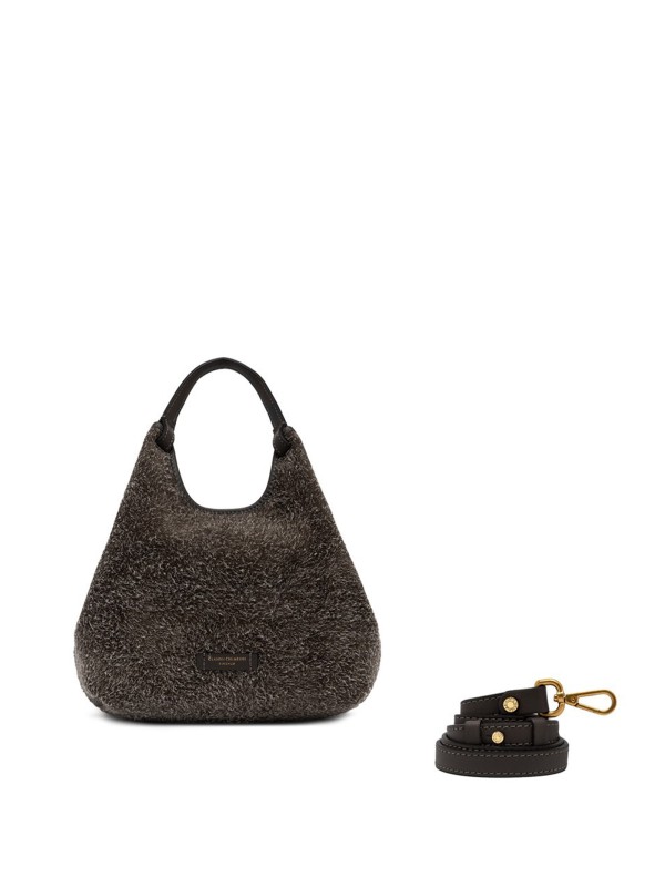 DUA double handle bag in suede leather