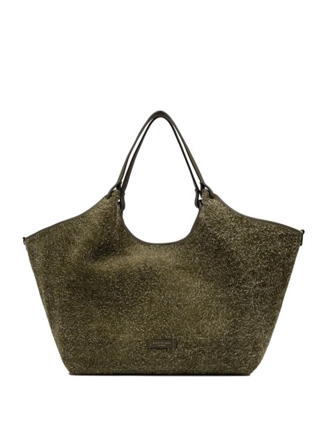 DUA double handle bag in suede leather 2