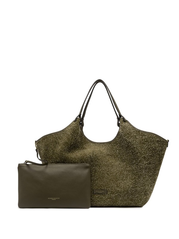 Borsa doppio manico DUA in pelle scamosciata<BR/>