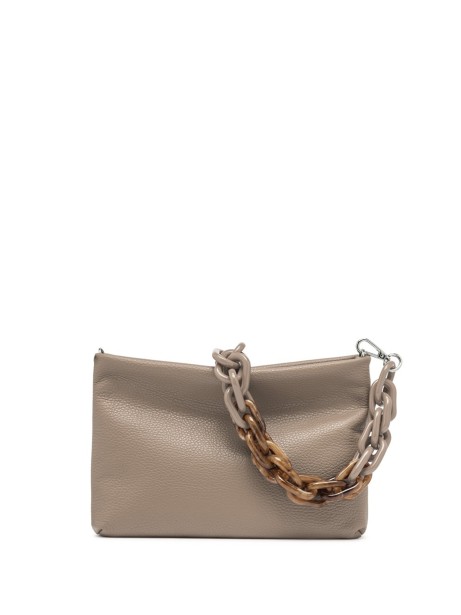 Brenda clutch bag in hammered leather with resin chain