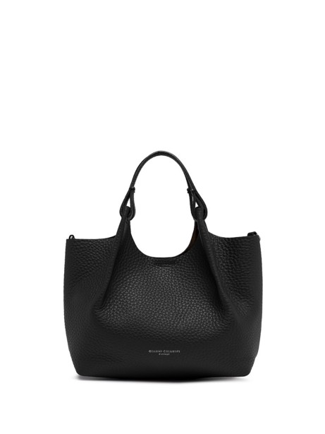 Black Leather Shopping Bag