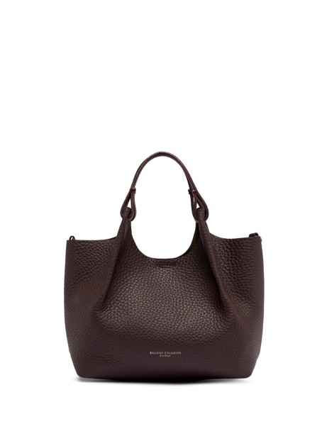 Dark Brown Leather Shopping Bag