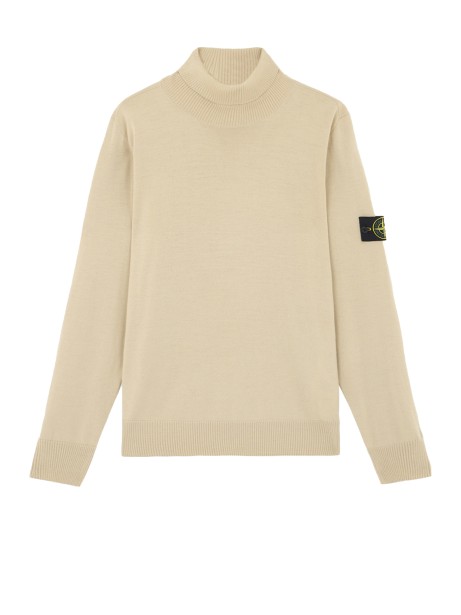 Beige Turtleneck with Logo Patch