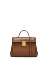 Paris Brown Leather Midi Bag with Shoulder Strap