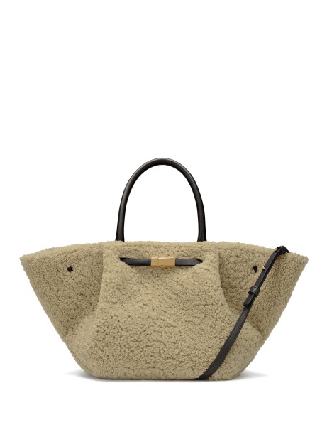 Beige New York Midi bag in shearling