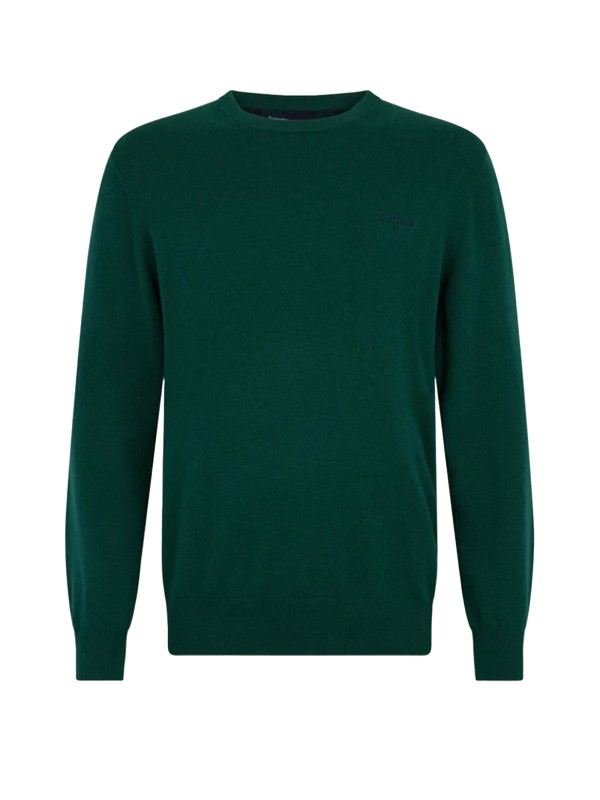 Green Stretch Crewneck Sweater