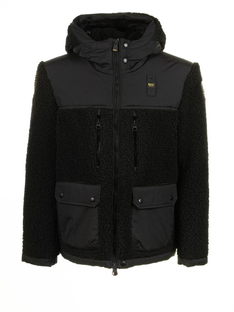 Black teddy jacket with zip and hood