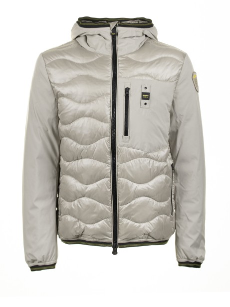 Chalk white down jacket with zip and hood