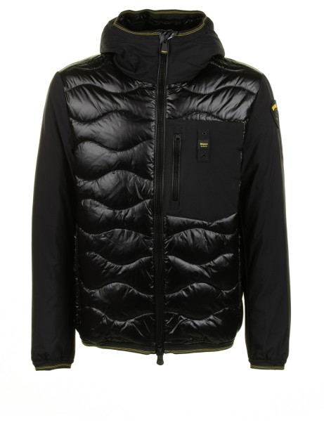 Black down jacket with zip and hood