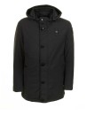 Black long down jacket with hood