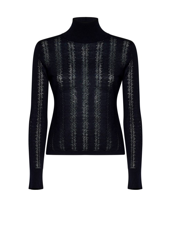 Dolcevita blu navy in seta e cotone