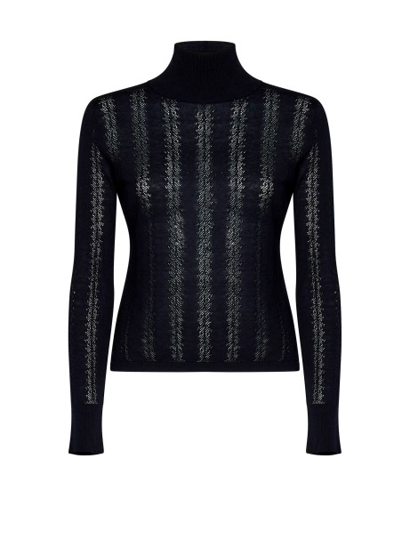 Dolcevita blu navy in seta e cotone