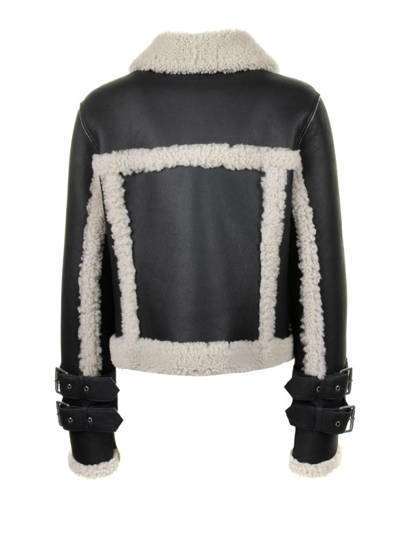 Montone donna in nappa con dettagli in lana