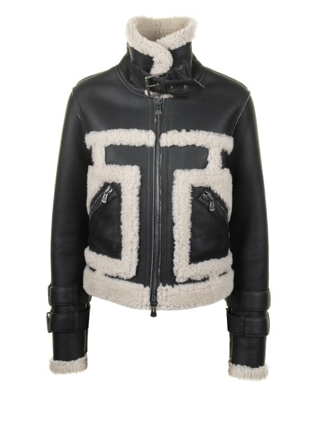 Montone donna in nappa con dettagli in lana