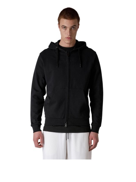 Felpa Nera Con Zip