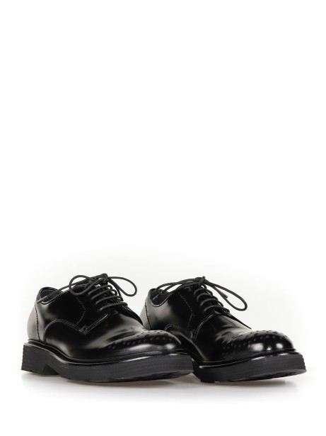 Patent leather derby