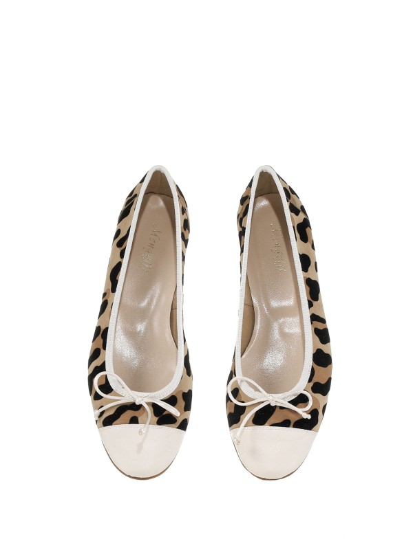 Ballerina animalier in pelle scamosciata