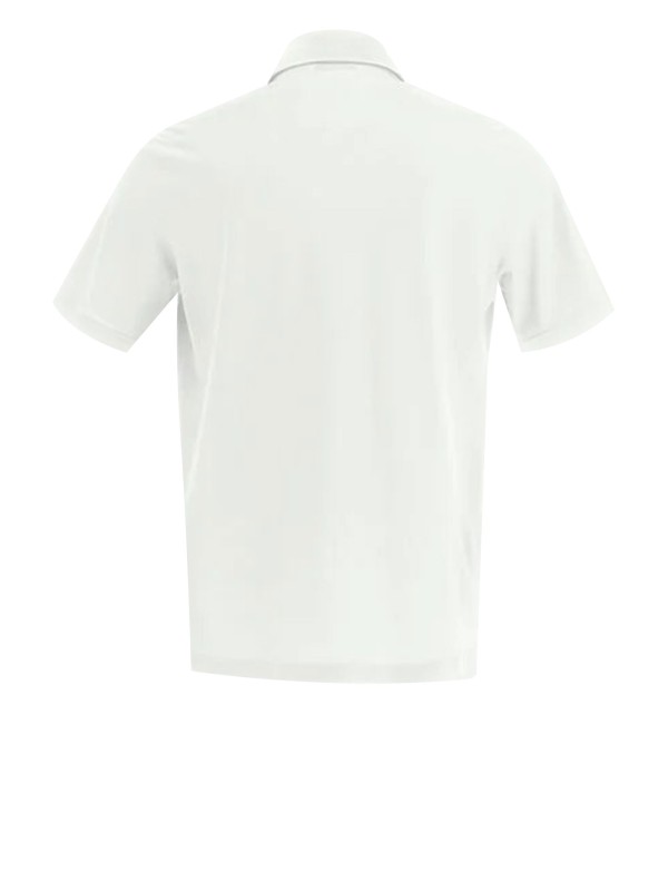 White polo shirt in voile crêpe jersey