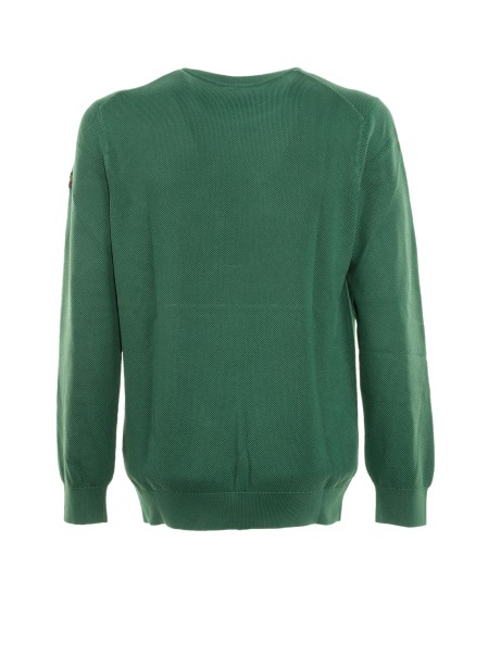 Green crewneck sweater in cotton