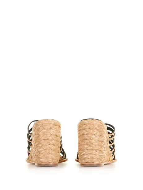 Sandalo Calie in raso e raffia