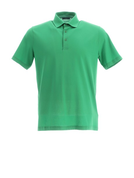 Green polo shirt in voile crêpe jersey