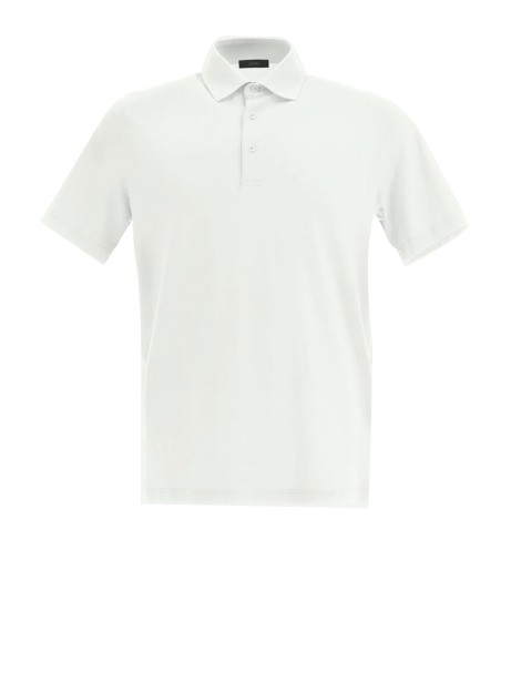 White polo shirt in voile crêpe jersey