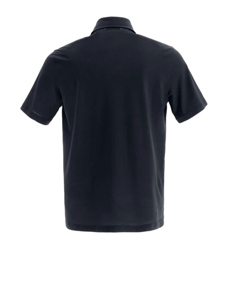 Black polo shirt in voile crêpe jersey 2