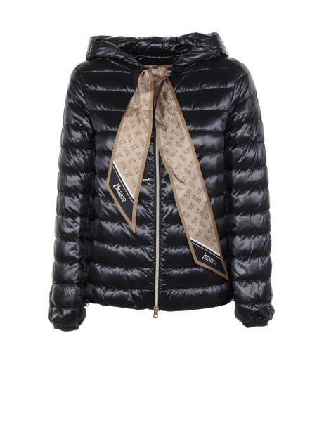 Down jacket with foulard detail