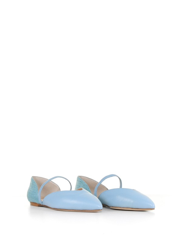 Leather ballerina with elastic