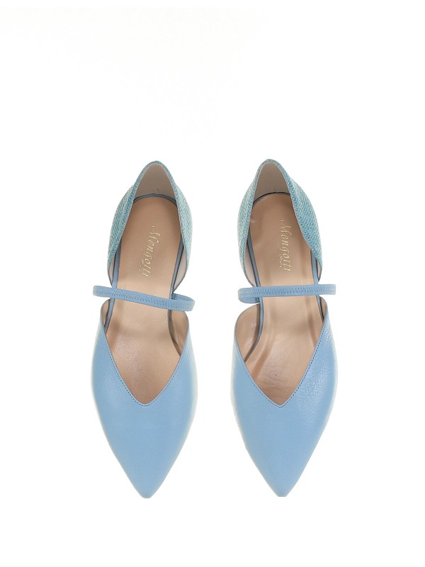 Leather ballerina with elastic