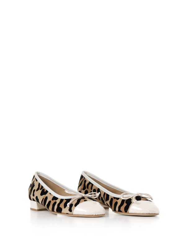 Ballerina animalier in pelle scamosciata